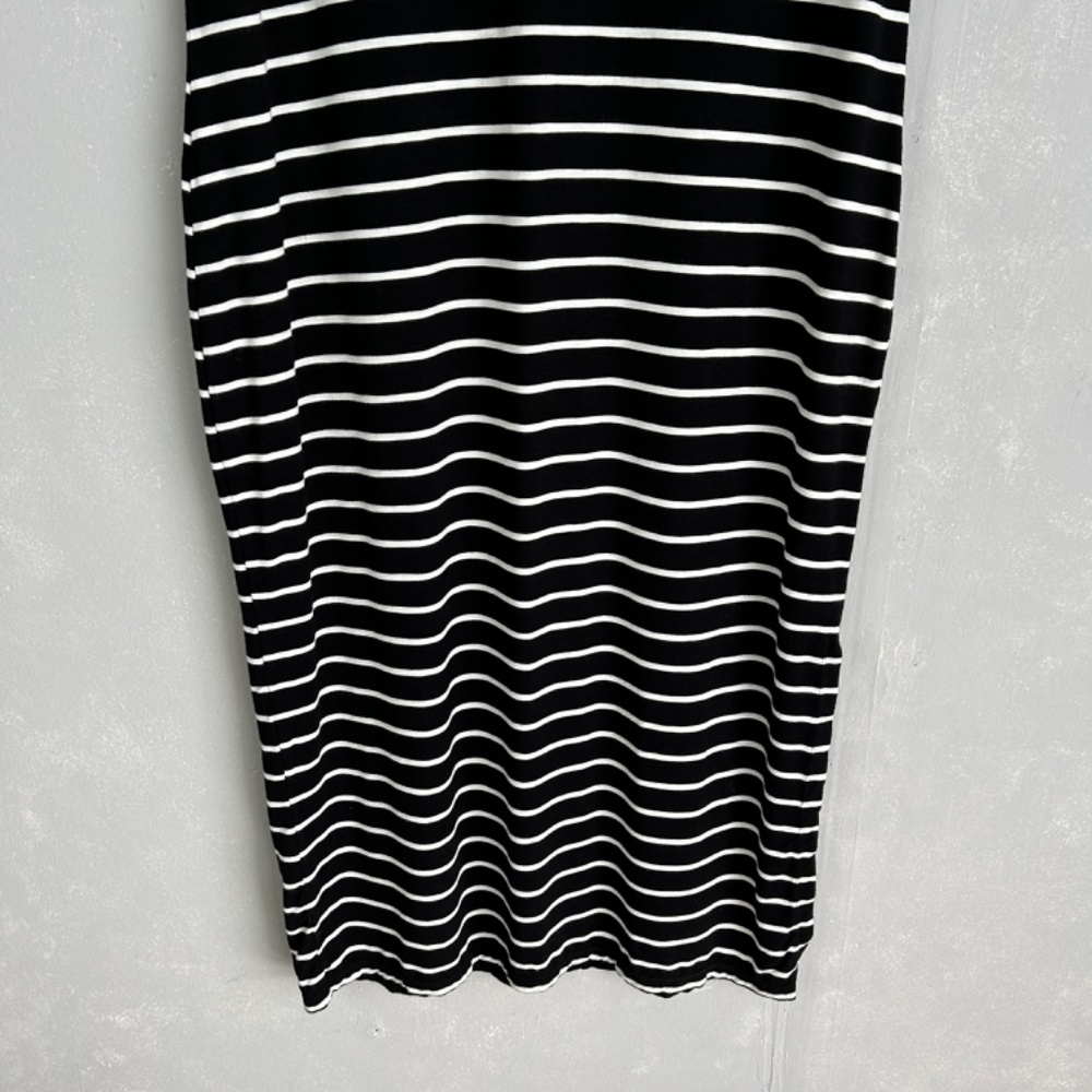 White House Black Market size L easy t-shirt midi dress black white striped - Picture 4 of 10